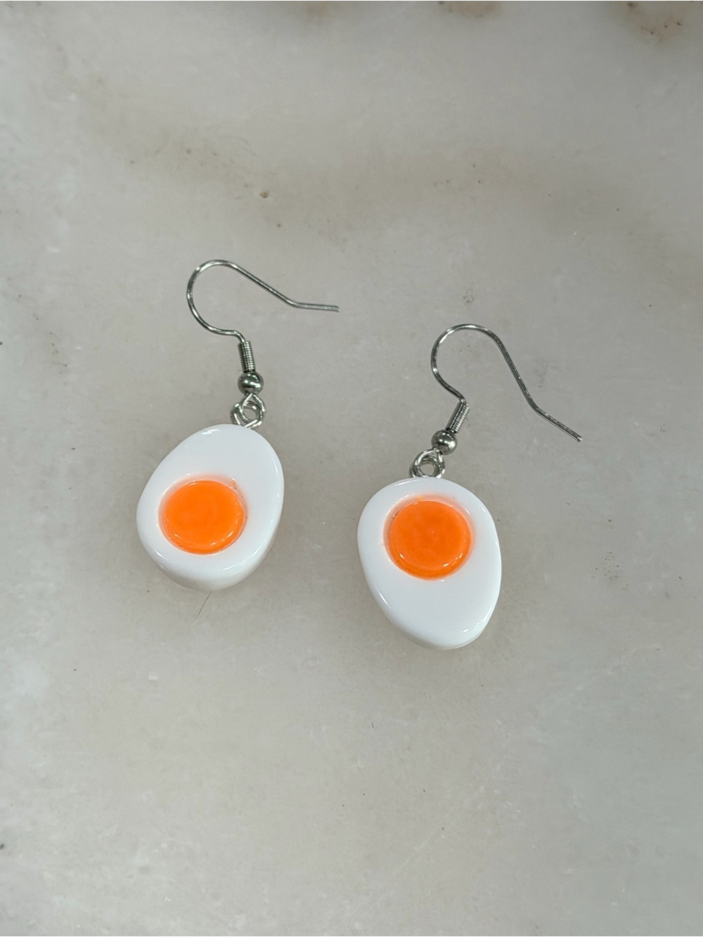 Novelty Egg Drop Dangle Earrings Fun Food Jewelry